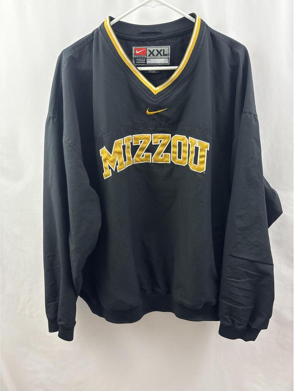 Vintage Nike Team Mizzou MU Tigers Windbreaker Pullover Jersey Sweatshirt XXL